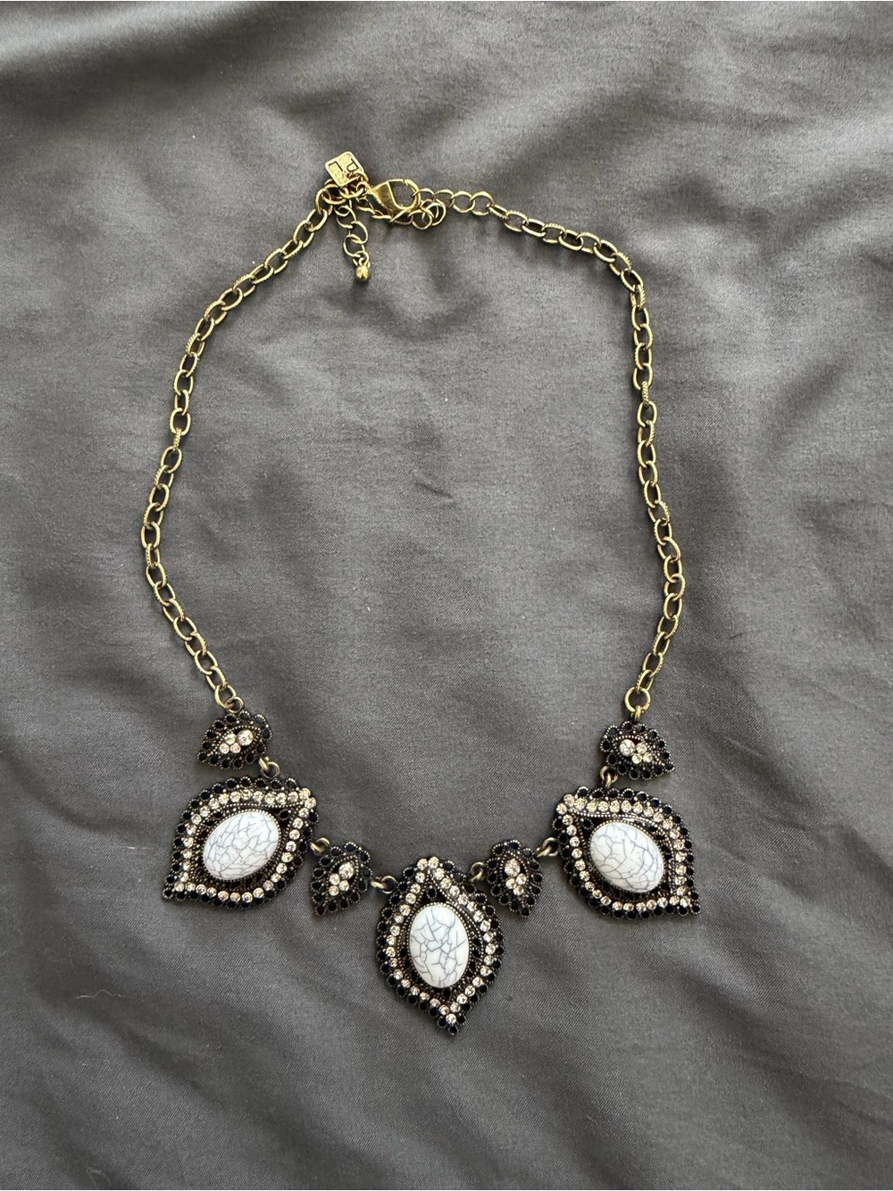 Park Lane Gold-Tone Necklace with White Marbled and Black Accents